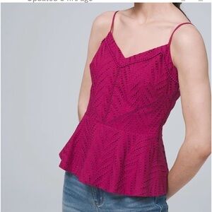 White House Black Market Fuchsia Lace Eyelet Camisole Size 8